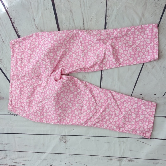 Crown & Ivy seashell pants, cropped capri, pink and white, size 6 - Picture 6 of 9